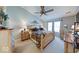 Spacious main bedroom with a ceiling fan, neutral carpet and a decorative headboard at 8318 Golden Ridge Ln, Indianapolis, IN 46237
