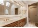 Bright bathroom featuring a double vanity with wood cabinets and a large mirror at 11691 Diamond Pointe Ct, Indianapolis, IN 46236