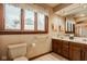 Traditional bathroom with hardwood cabinets, and a window offering natural light at 11691 Diamond Pointe Ct, Indianapolis, IN 46236