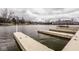 View of the modern boat docks and calm open water in the background at 11691 Diamond Pointe Ct, Indianapolis, IN 46236