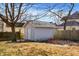 View of backyard shed and surrounding residential neighborhood at 230 N School St, Fortville, IN 46040