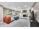Comfortable finished basement with brick fireplace and a large entertaining space at 629 Williamsburg Ln, Greenwood, IN 46142