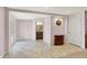 Basement area featuring a stylish cabinet, dart board, and access to a bathroom at 7899 S Timber Cliff Ln, Trafalgar, IN 46181
