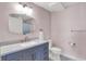 Charming bathroom with a gray vanity, quartz countertop, and modern fixtures at 7899 S Timber Cliff Ln, Trafalgar, IN 46181