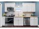 Modern kitchen features stainless steel appliances and white cabinetry at 914 Chase St, Anderson, IN 46016