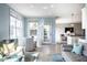 Bright living room featuring natural light, wood floors, modern furniture, and an open floor plan at 9559 Summer Hollow Dr, Fishers, IN 46037