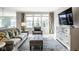 Well-lit living room with comfortable seating, patterned rug, and large windows for plenty of light at 9559 Summer Hollow Dr, Fishers, IN 46037