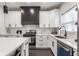 Well-lit kitchen with white cabinets, stainless steel appliances, and functional island at 1533 Harlan St, Indianapolis, IN 46203