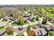 Aerial view of a neighborhood showcasing well-maintained homes and tree-lined streets at 3559 Towne Dr, Carmel, IN 46032