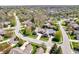 Aerial view showcasing neighborhood streets with well-kept homes and mature trees at 3559 Towne Dr, Carmel, IN 46032