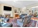 Open living room showcasing fireplace, tv, hardwood floors, and comfortable seating throughout the spacious area at 3559 Towne Dr, Carmel, IN 46032