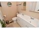 Well-lit bathroom featuring a double sink vanity and modern fixtures at 425 Conduitt Dr, Mooresville, IN 46158