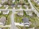 Beautiful aerial view of the neighborhood, highlighting the home's location and landscaped yard at 10451 Meadow Lake Dr, Fishers, IN 46038