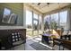 Inviting screened porch with comfortable seating, an outdoor fireplace, and natural light filtering through screens at 1591 W 151St St, Westfield, IN 46074