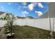 Enclosed backyard with a well maintained white vinyl fence and minimal landscaping at 3432 Shepperton Blvd, Indianapolis, IN 46228