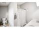 Traditional full bathroom, featuring a white shower curtain and double vanity at 6144 Maple Branch Pl, Indianapolis, IN 46221