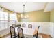 Elegant dining room with modern lighting, decorative wallpaper, and large windows for natural light at 6144 Maple Branch Pl, Indianapolis, IN 46221