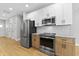 Modern kitchen features stainless steel appliances and granite countertops at 617 W 39Th St, Indianapolis, IN 46208