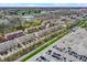 Scenic aerial shot showcases townhomes adjacent to a large parking area near wooded areas at 918 Rosalind Pl, Carmel, IN 46032
