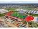 Aerial view of nearby Carmel High School, showing the sports stadium and athletic fields at 918 Rosalind Pl, Carmel, IN 46032