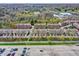Aerial view of a residential neighborhood with nearby parking and lush trees and landscaping at 918 Rosalind Pl, Carmel, IN 46032