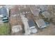 An aerial shot of the house and detached garage, showing the gravel driveway at 1209 N Centennial St, Indianapolis, IN 46222