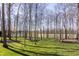 Spacious backyard view to a pond and golf course, lined with mature trees and vibrant green grass at 1355 Forest Hills Dr, Westfield, IN 46074