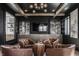 Stylish bar area featuring dark wood cabinets, glass shelves, and a modern chandelier at 1355 Forest Hills Dr, Westfield, IN 46074