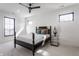 Bedroom boasts neutral walls, carpet floors, three windows and dark trim at 1355 Forest Hills Dr, Westfield, IN 46074