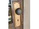 Antique door knob on a wooden front door, reflecting the home's classic charm and attention to detail at 189 S Jefferson St, Martinsville, IN 46151