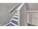 Clean staircase with painted steps and white risers in a neutral color palette, adding a touch of elegance at 281 Dovetree Dr, Danville, IN 46122