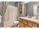 Compact bathroom with tub/shower combination and single sink vanity at 405 Letterman Dr, Brownsburg, IN 46112