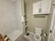 Bathroom with white subway tile, and modern fixtures at 4504 Winthrop Ave, Indianapolis, IN 46205