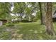 Backyard featuring a spacious yard, mature trees, and plenty of shade at 569 King Dr, Indianapolis, IN 46260