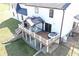 Aerial view of the back of the home featuring a deck with a gazebo and outdoor seating at 7418 W Old Sr 252, Edinburgh, IN 46124