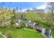 Stunning aerial view of a brick home with lush landscaping, mature trees, and a well-manicured lawn at 8510 N Park Ave, Indianapolis, IN 46240