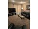 View of the living room featuring a large TV, comfortable seating, and modern decor at 9649 Cedar Cove Ln, Indianapolis, IN 46250