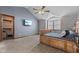 Main bedroom offering a vaulted ceiling, walk-in closet, and a wood-frame bed at 1146 Mount Vernon Dr, Greenwood, IN 46142