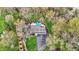 Breathtaking aerial view showcasing home with in-ground pool, fire pit, and expansive yard at 11796 Sycamore St, Zionsville, IN 46077