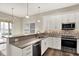 Updated kitchen with white cabinetry, sleek countertops, stainless steel appliances, and a sink with a view at 2199 Somerset Dr, Franklin, IN 46131