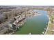 Overhead view of waterfront properties with private boat access in a peaceful lake community at 5901 Crystal Bay West Dr, Plainfield, IN 46168