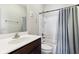 Bathroom featuring vanity, a shower-tub, and neutral paint at 5944 Aldridge Dr, Whitestown, IN 46075