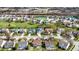 Aerial view of a residential neighborhood with beautiful homes, green lawns, and a scenic pond at 6571 Hunters S Rdg, Zionsville, IN 46077
