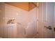 Modern bathroom showcasing a sleek walk-in tub, tiled walls, and a grab bar at 123 Bridgemor Ln, Mooresville, IN 46158