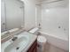 Clean bathroom features a vanity with sink, toilet, and shower with tub at 2257 Grand Fir Dr, Greenwood, IN 46143