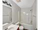 Well-lit bathroom with a tub and shower combo and single sink vanity at 307 Beacon Point Ln, Fortville, IN 46040