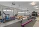Spacious garage with work out space, balance beam, and plenty of room for storage at 5529 W Mccord Rd, McCordsville, IN 46055