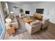 Bright living room featuring stylish decor, contemporary furniture, wood flooring and fireplace at 6512 Buttonwood Dr, Noblesville, IN 46062