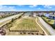 An aerial view of a new home community showcasing its layout with amenities and proximity to green spaces at 11072 Song Creek Ct, Fishers, IN 46040