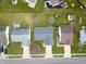 Aerial view showing a neighborhood with various houses and well-manicured lawns at 1156 E Mill Run Blvd, Greenfield, IN 46140